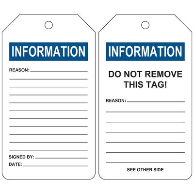 Waterproof Plastic Information Tag with Customized Printing and Durable PVC Material for Safety Warning